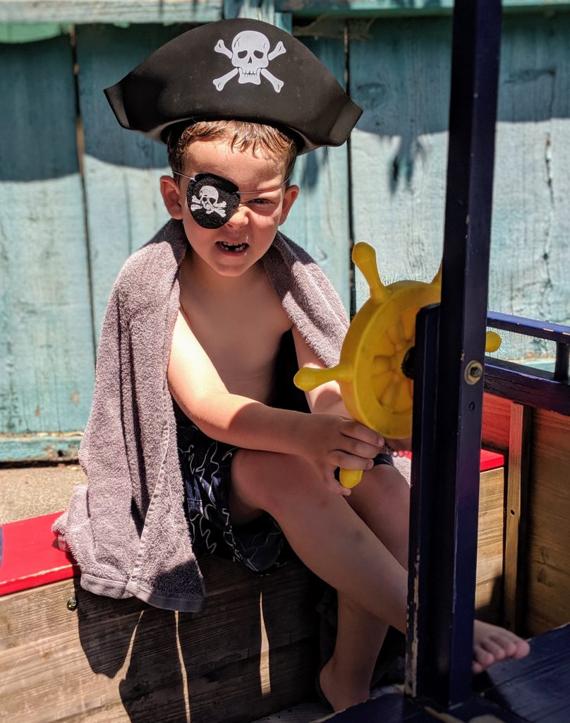 Boy dressed as pirate